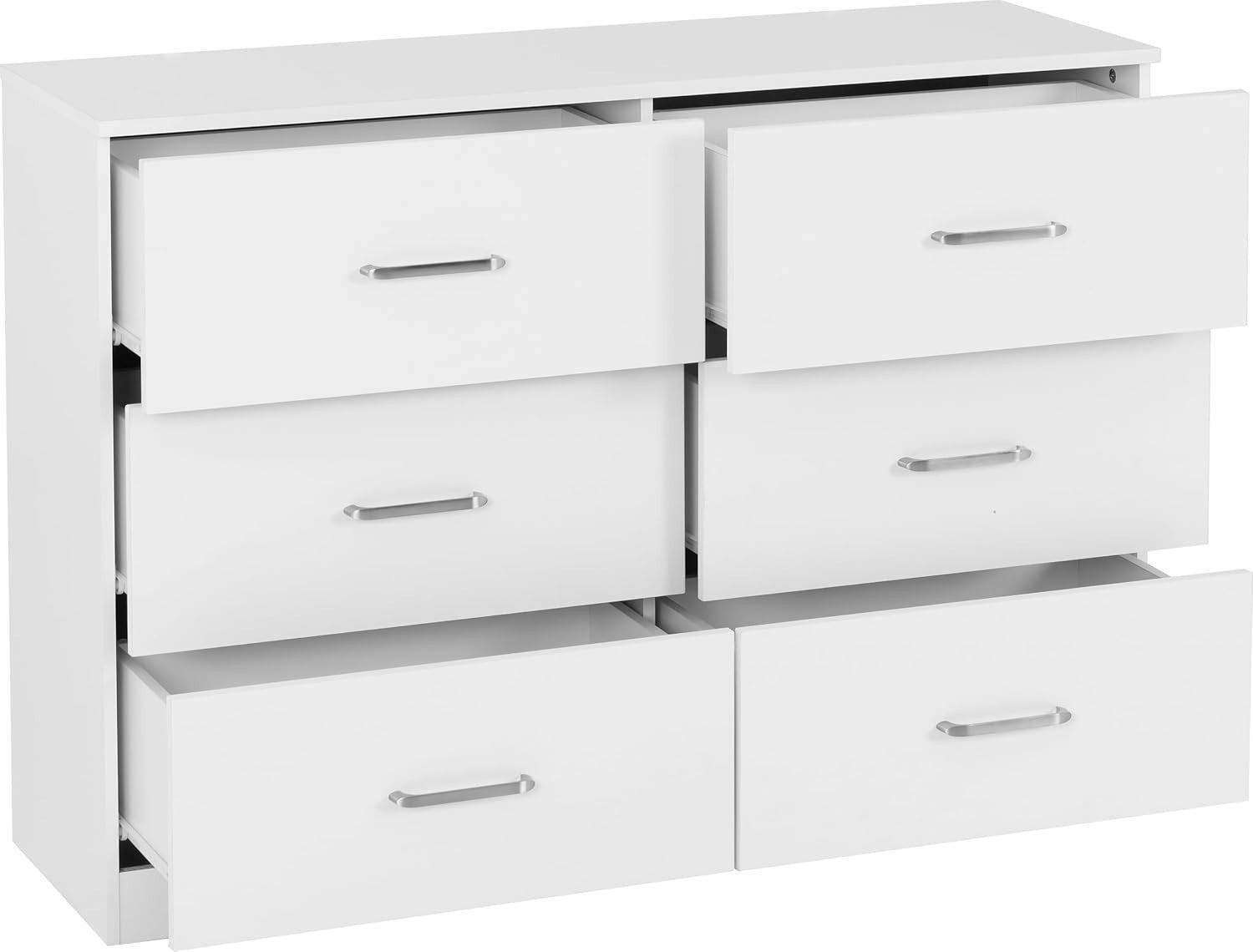 6 Drawer White Chest Bedroom Storage Organizer with Smooth-Glide Drawers