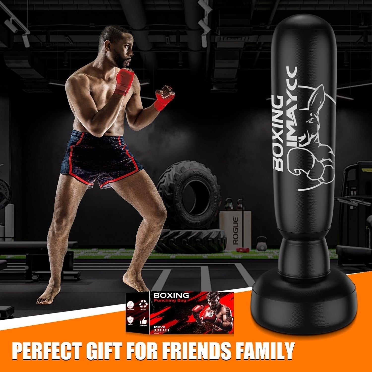 180cm Free Standing Inflatable Punching Bag MMA Kickboxing Training