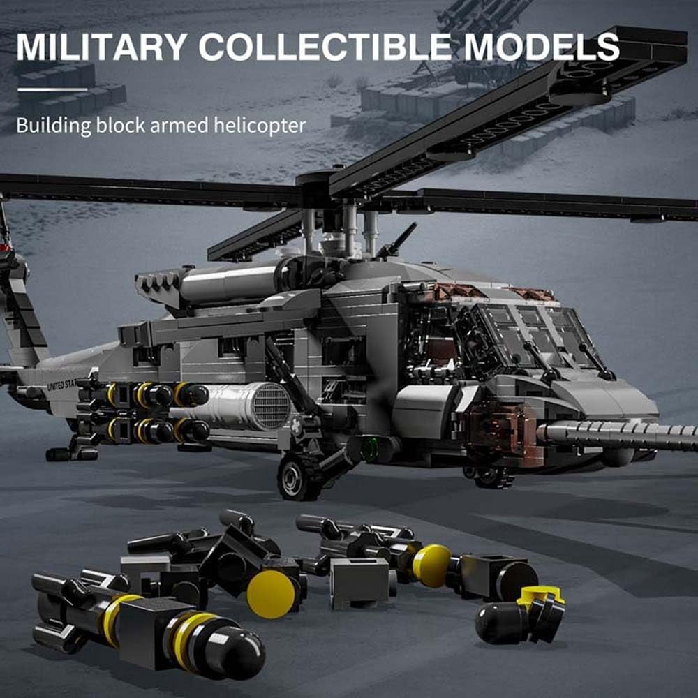 Military UH-60 Armed Helicopter Building Blocks Kit 1159 pcs Model Toy