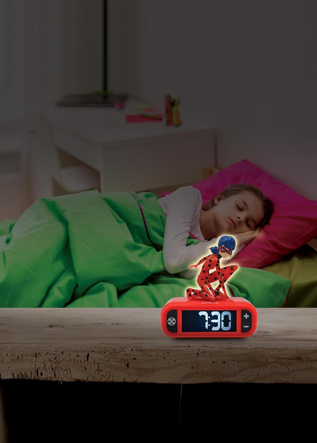 Kids Superhero Alarm Clock Night Light LED Display Snooze Bedroom