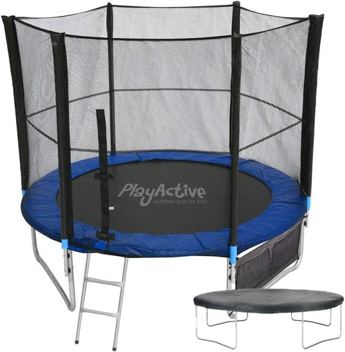 6ft Kids Trampoline with Safety Enclosure Net Ladder Cover Shoe Bag Blue