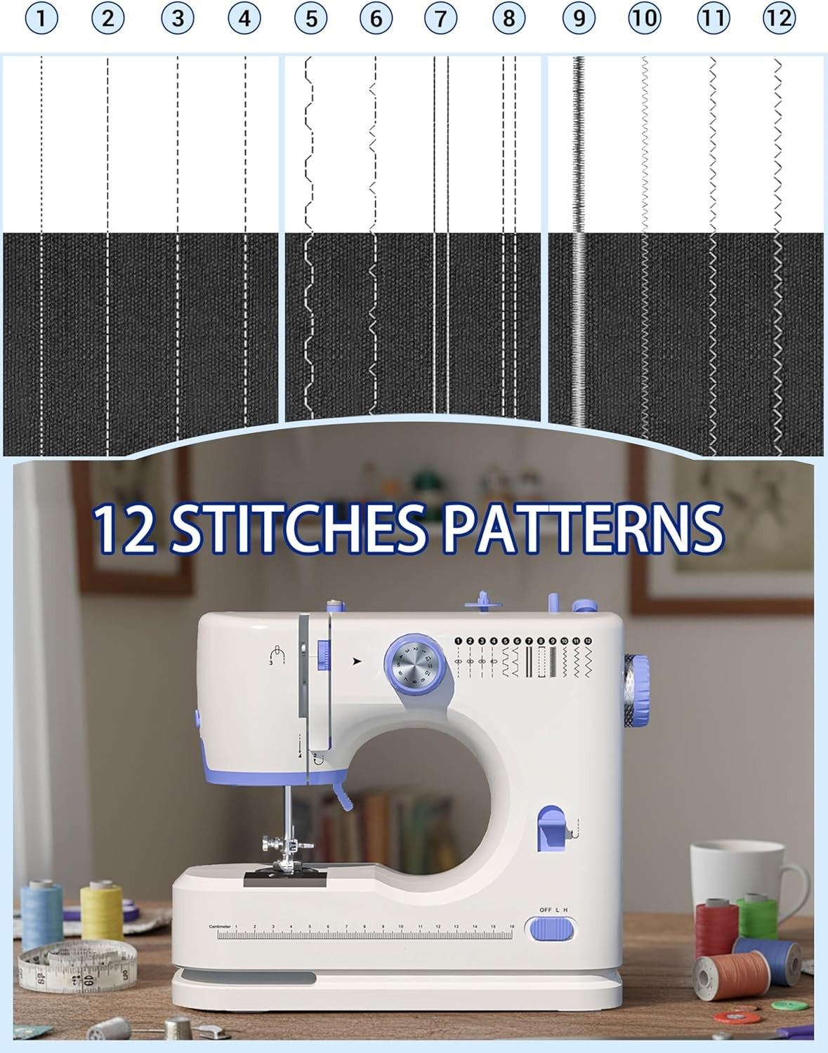 Portable Sewing Machine 12 Stitch 2 Speed Foot Pedal Beginner Home Use