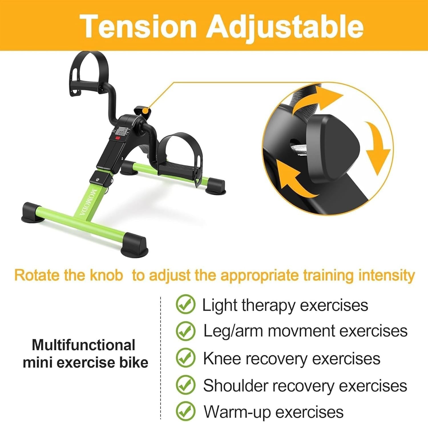 Fold Away Pedal Exerciser LCD Seated Arm Leg Cycle Trainer