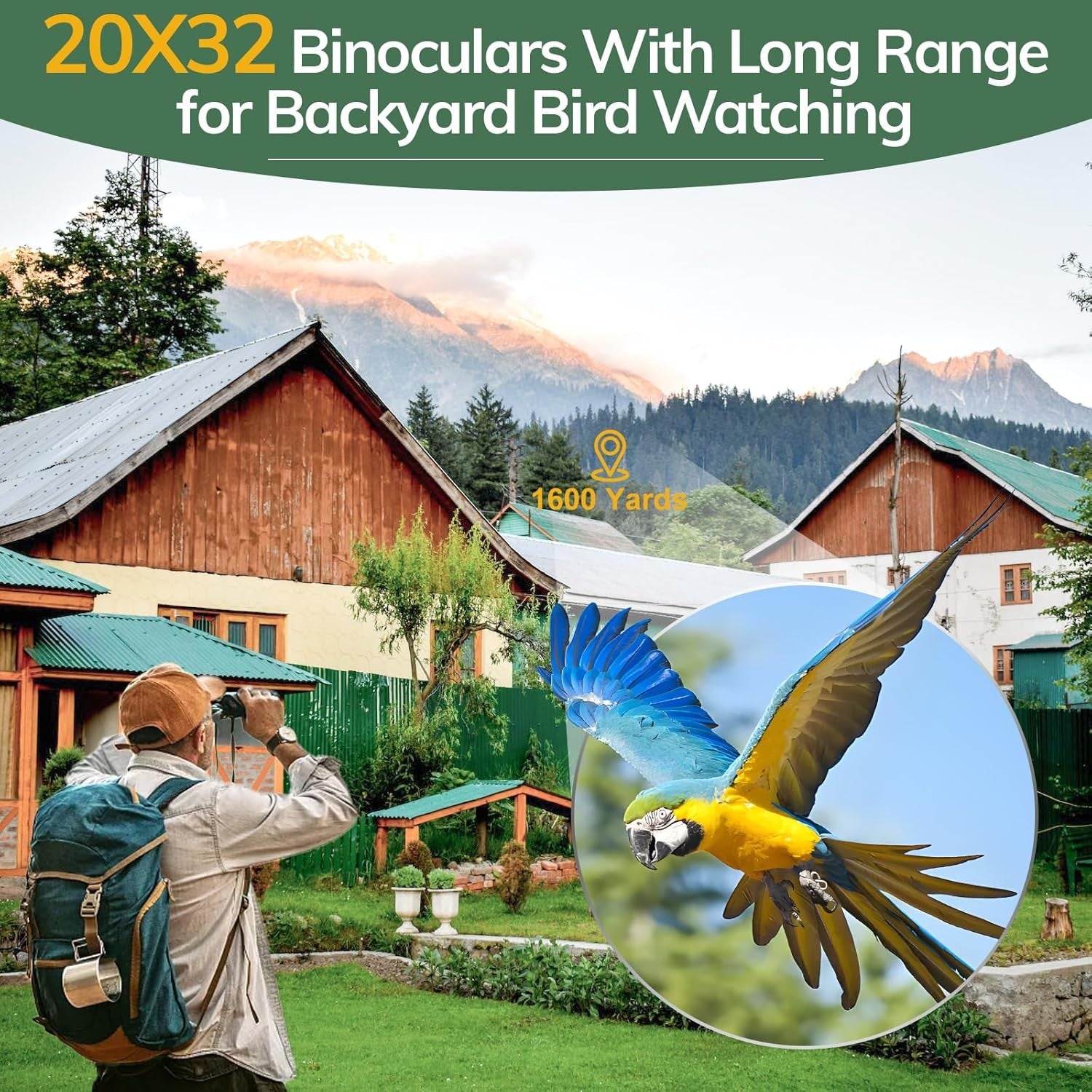20x32 High Power Compact Binoculars Portable Wide View HD Travel Outdoor