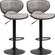 Adjustable Swivel Bar Stools Set of 2 | Light Brown Faux Leather