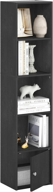 5-Tier Blackwood Bookshelf with Cabinet Storage Modern Display Shelf