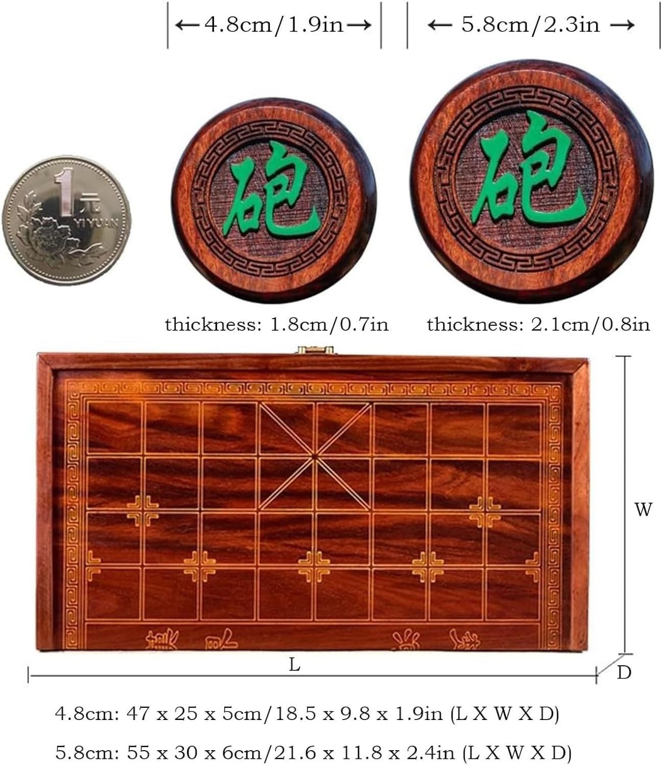 Sandalwood Xiangqi Travel Chess Set Foldable Board 2 Player