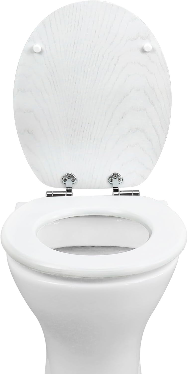 Plywood Wooden Toilet Seat Soft Close Solid Wood Lid Easy Clean Metal Hinges