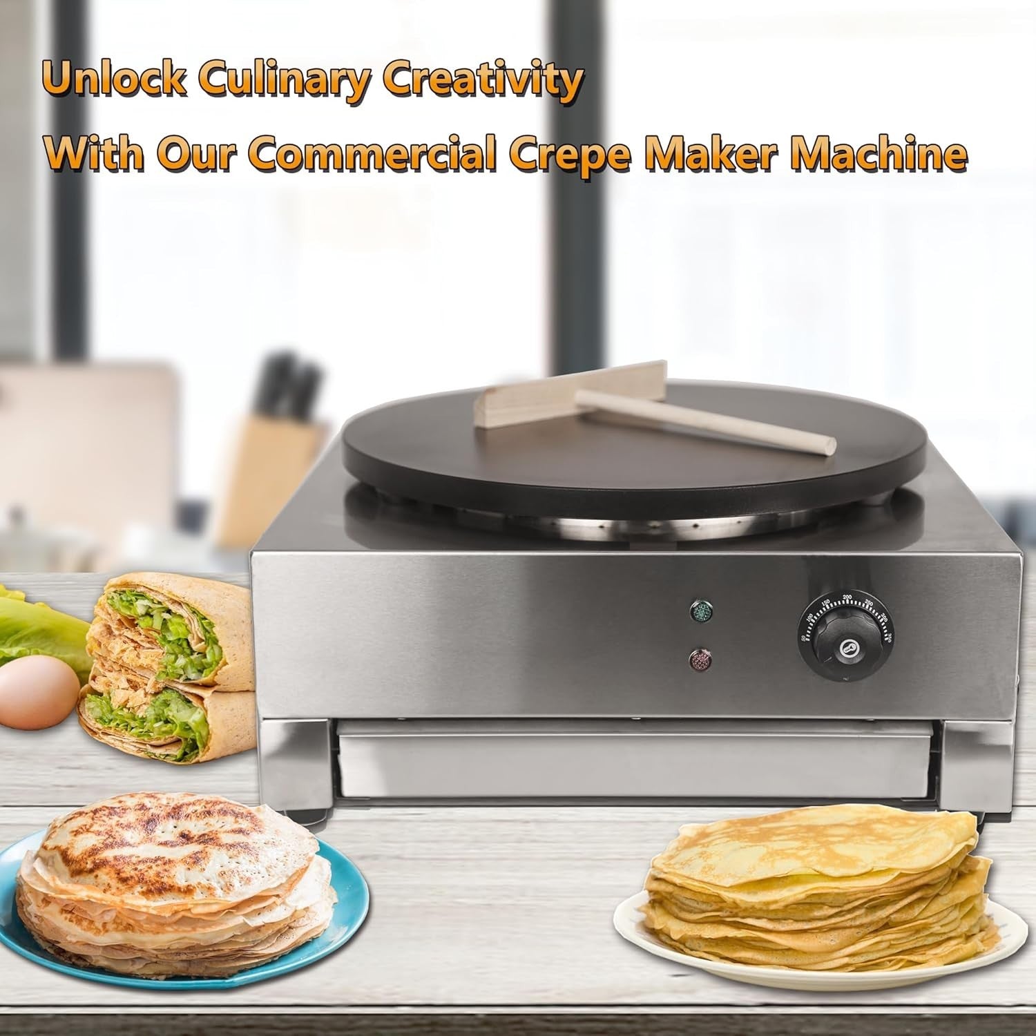 Commercial Electric Crepe Maker 40cm Non-Stick Hotplate Pro Pancake Machine