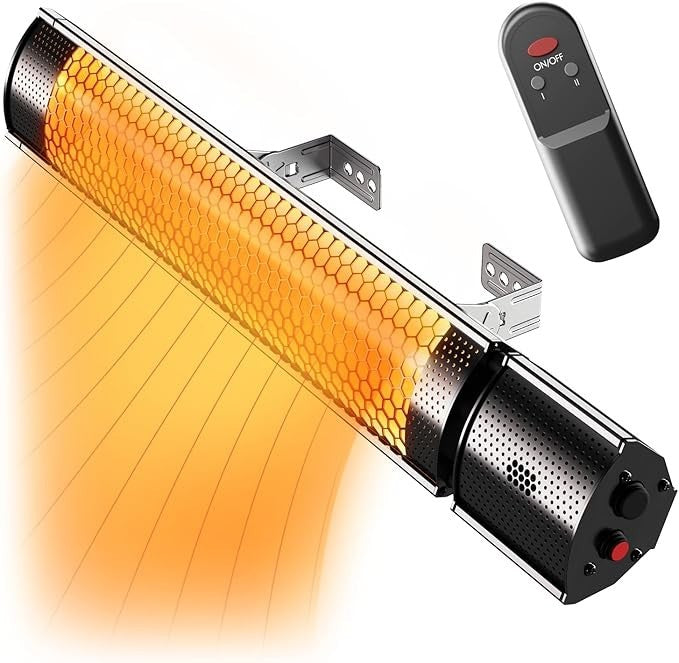 Outdoor Infrared Patio Heater 2000W Wall Mounted Electric Remote Control IP65