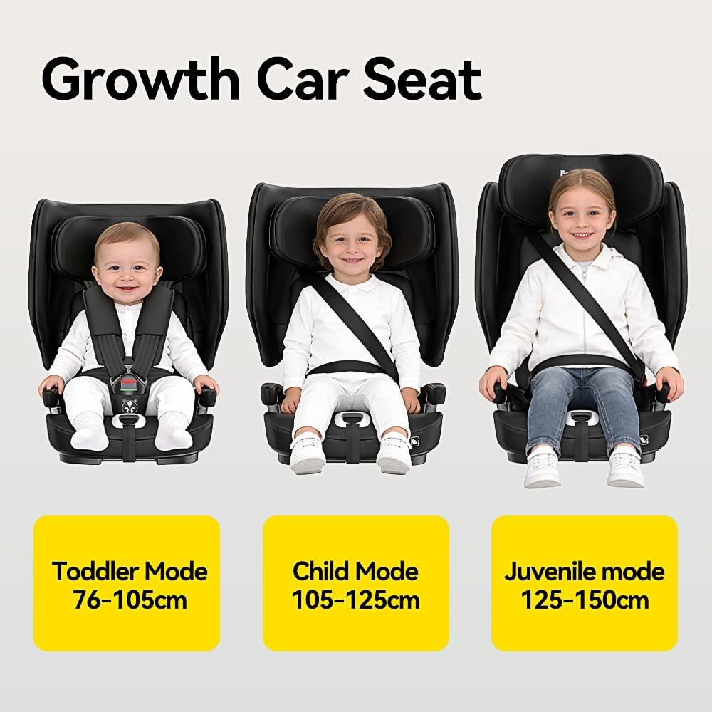 ISOFIX Child Car Seat i-Size Group 1/2/3 76–150cm Foldable Travel Seat