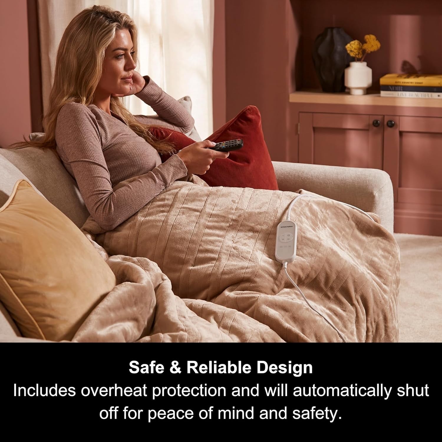 Electric Heated Throw Blanket 160x130cm Teddy Fleece 9 Heat Auto Shut Off