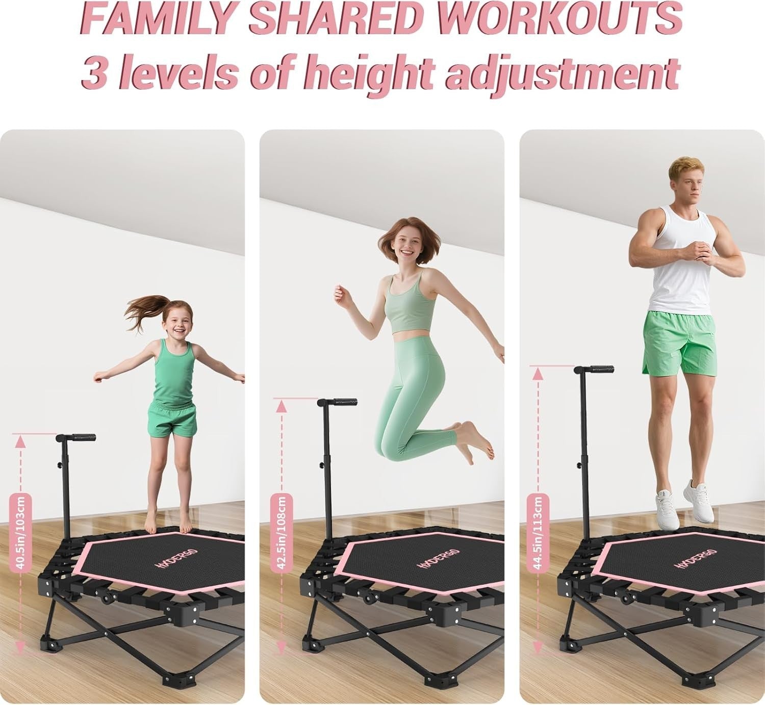 42” Foldable Fitness Trampoline for Adults Indoor Rebounder Exercise Jumper