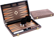 Deluxe 15in Wooden Backgammon Set Folding Luxury Board Game Travel Case