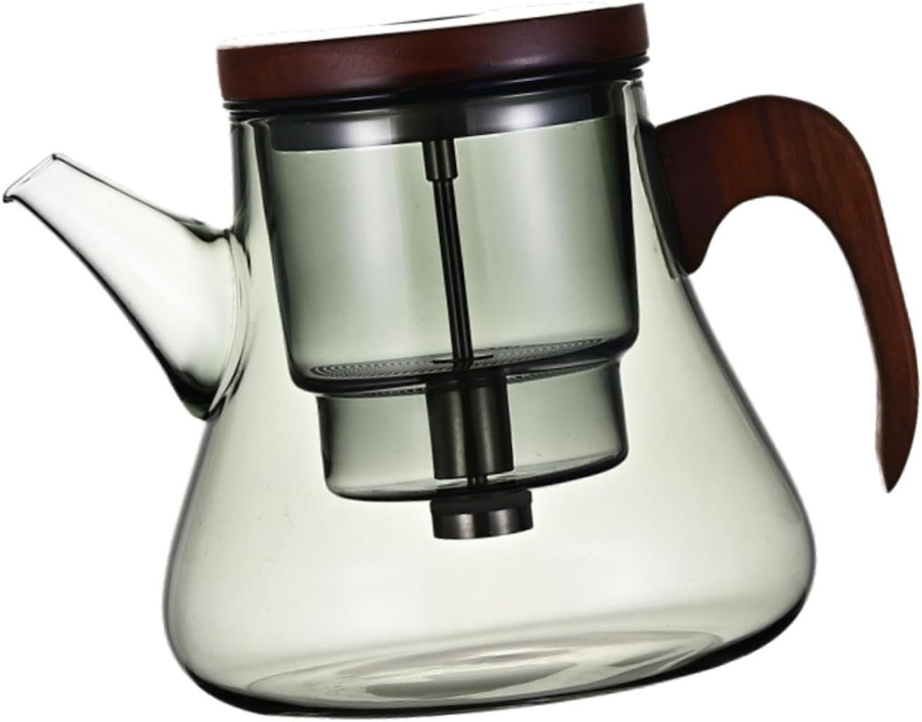 700ml Glass Teapot with Tea Strainer Water Separation Wood Handle