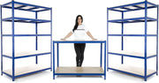 Garage Starter Kit 2 Shelving Bays 1800x1500x450mm + Workbench Heavy Duty