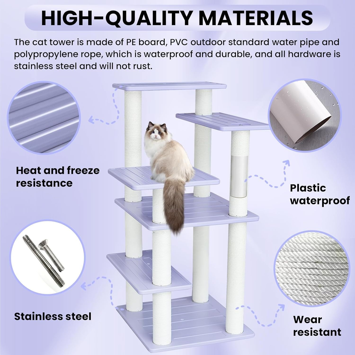 5 Level Cat Tree Tower Indoor Outdoor Scratching Posts Large Cats 46 Inch