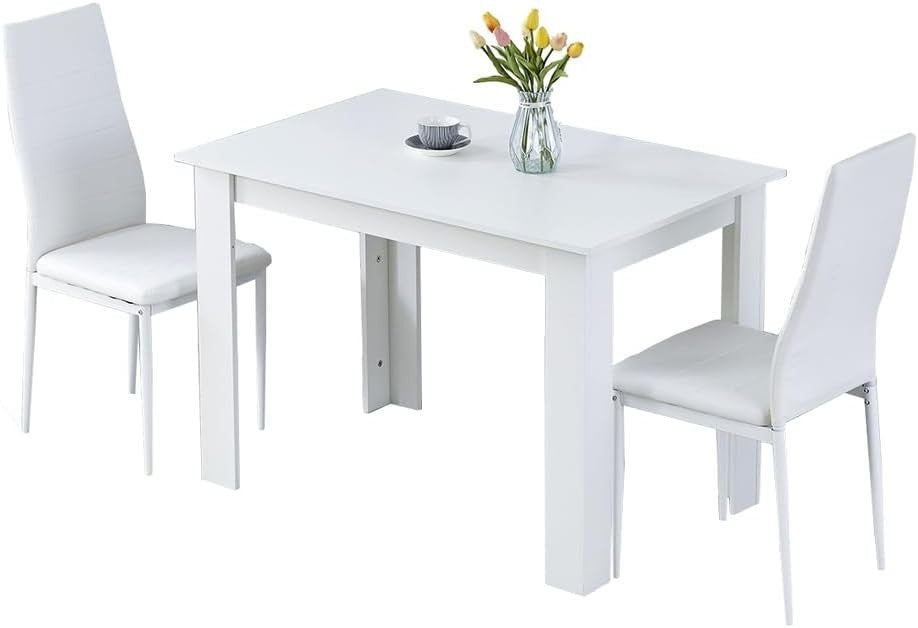 Modern 5-Piece White Dining Table & Chairs Set | Space-Saving, Durable Design