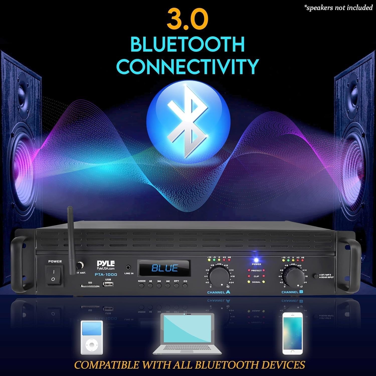 2000W Bluetooth Stereo Power Amplifier Rack Mount DJ Home