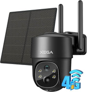 4G LTE Solar Security Camera 2K PTZ No WiFi Outdoor CCTV Alarm