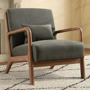Modern Green Armchair – High Back Lounge Chair with Wood Frame & Cushion