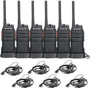 PMR446 Walkie Talkies 6 Pack Long Range 16 Channel Radio w Earpieces