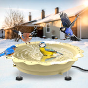 100W Heated Bird Bath Outdoor Thermostat Anti-Freeze Feeder Khaki