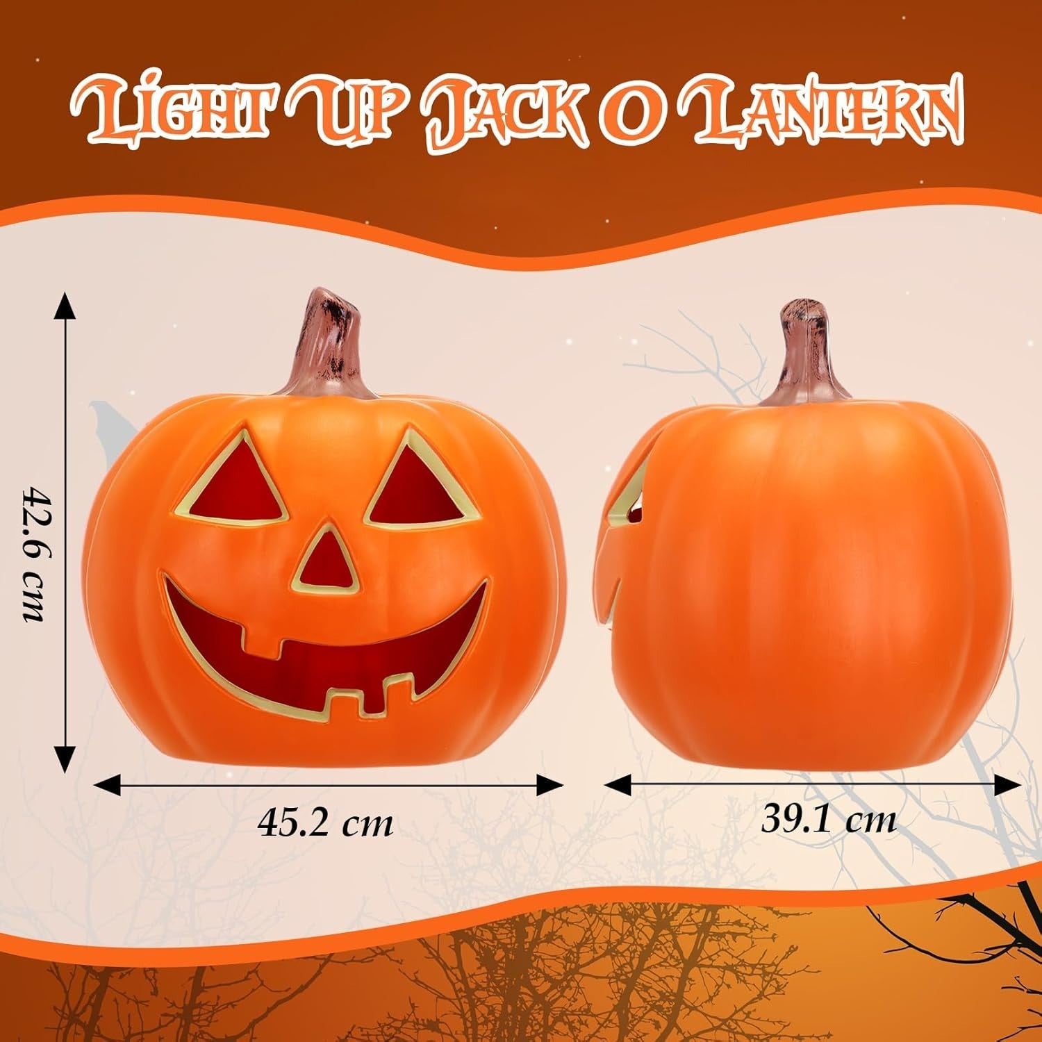 Pinkunn 18 Inch Light Up Jack O Lantern Halloween Pumpkin Indoor Outdoor Decor