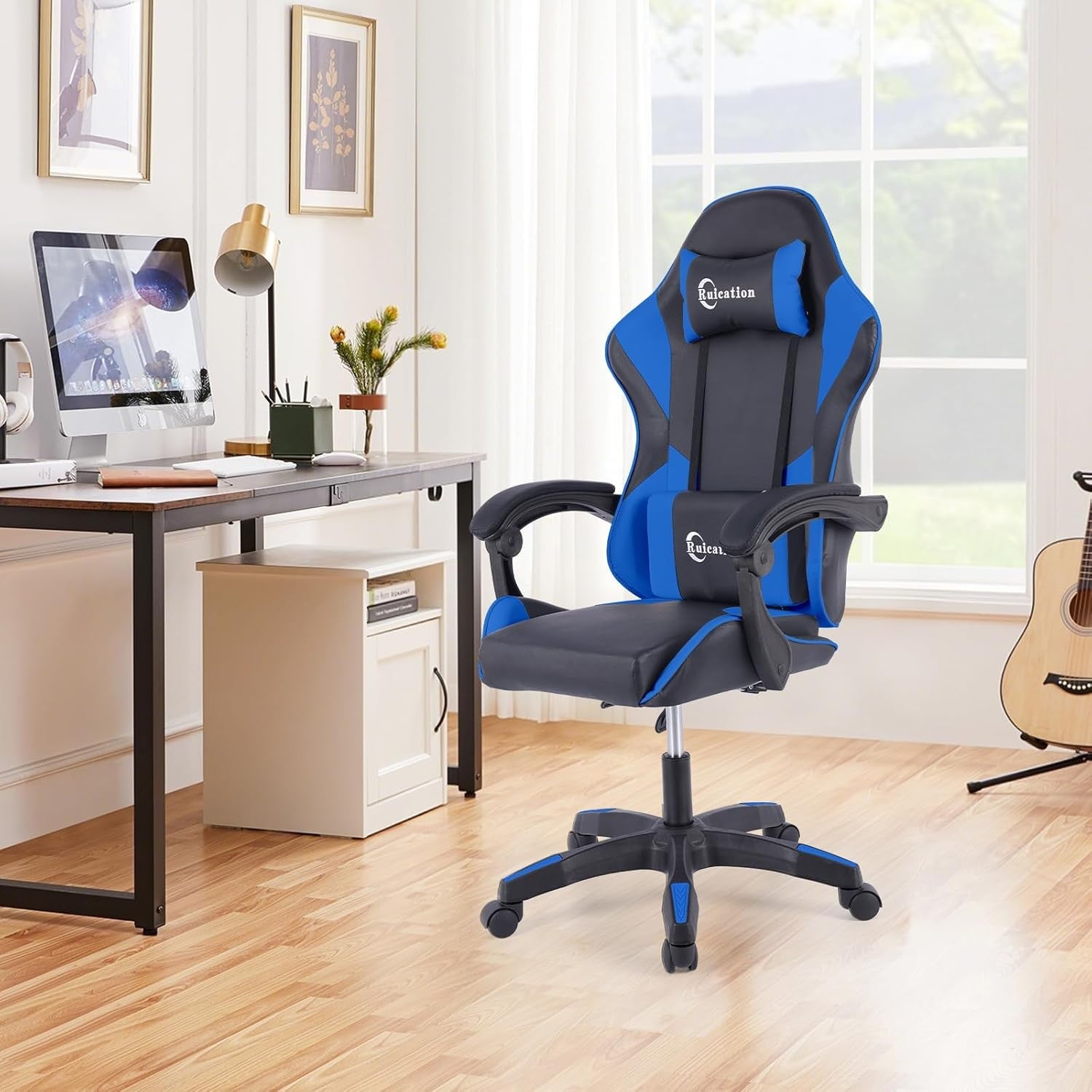 Ergonomic Gaming Chair Reclining Office Desk Chair Lumbar Support Blue