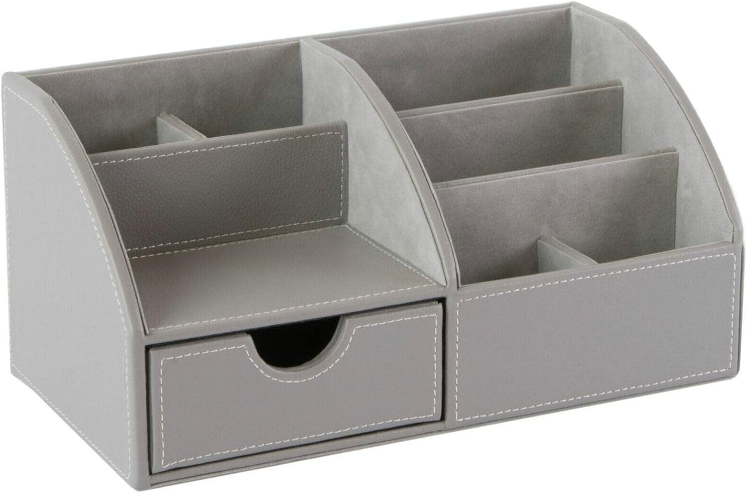 Faux Leather Desk Organiser 8-Compartment Drawer Pen, Stationery Caddy
