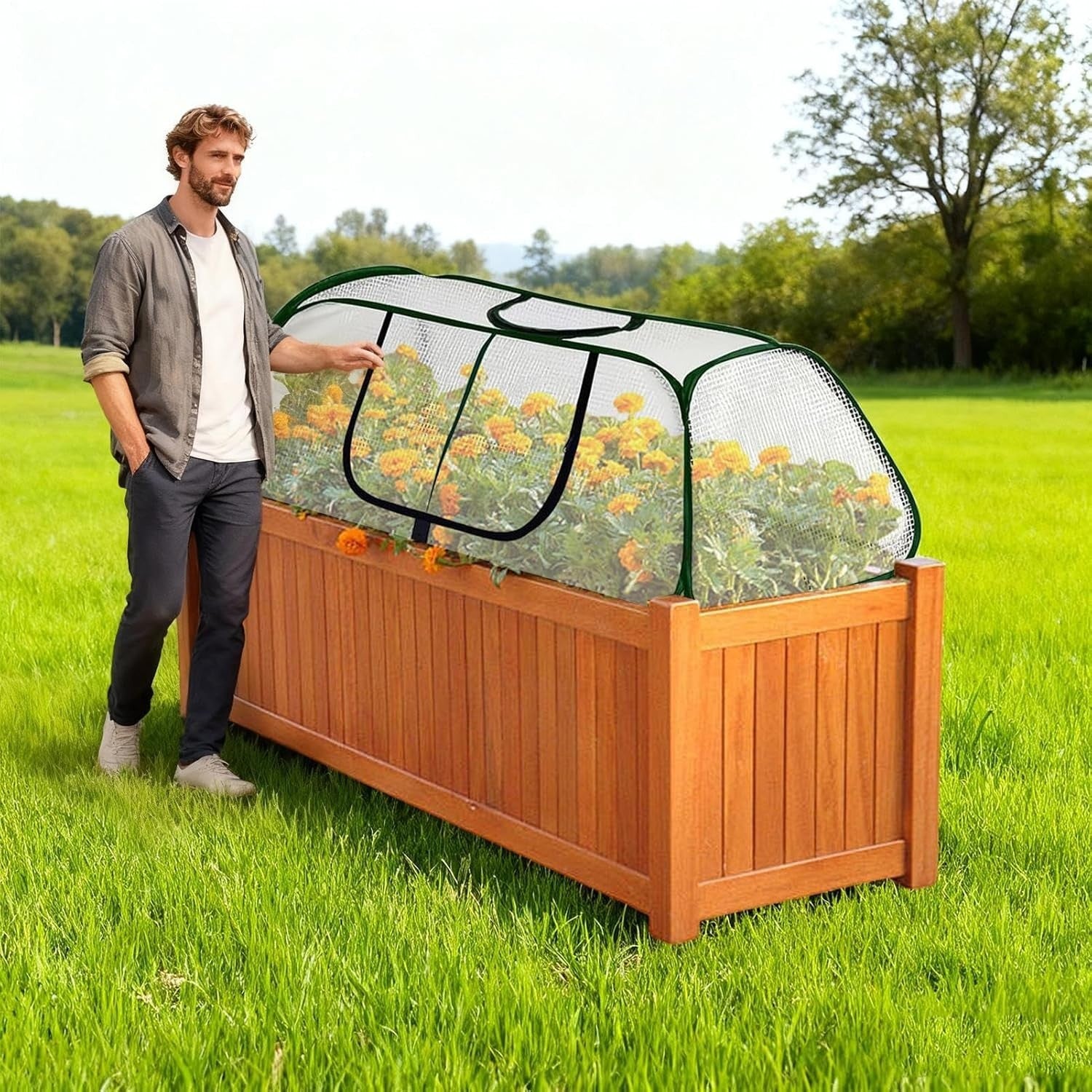 Mini Garden Greenhouse Mesh Tunnel Cold Frame Waterproof UV Protection 35x35cm