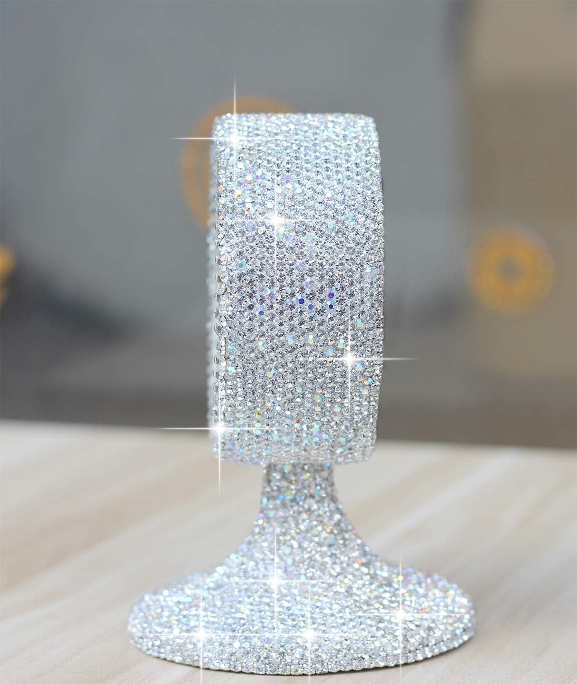 Luxury Rhinestone Alarm Clock Silent Quartz Crystal Desk Bedside Decor