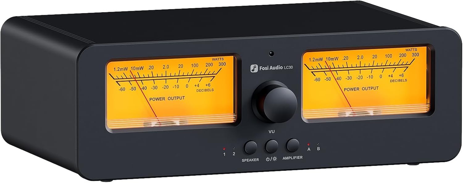 LC30 VU Meter Amplifier Speaker Selector 2-Way Stereo HiFi Switcher Yellow