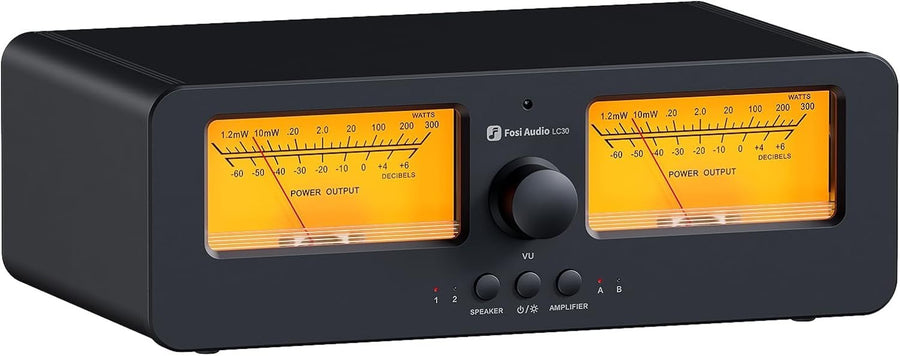 LC30 VU Meter Amplifier Speaker Selector 2-Way Stereo HiFi Switcher Yellow
