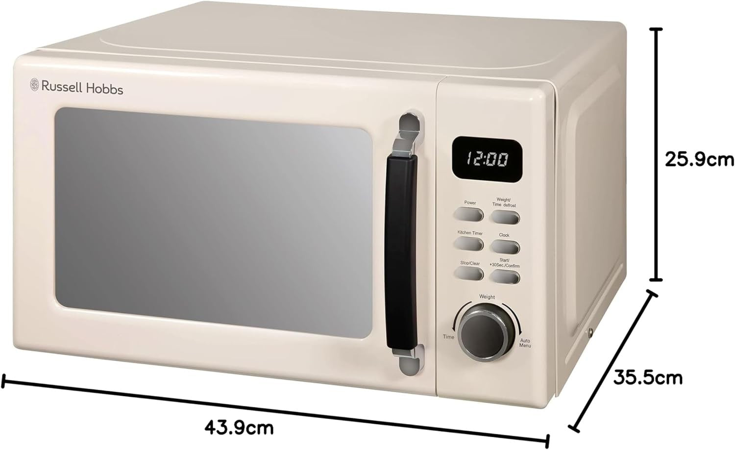 Russell Hobbs 20L 800W Digital Microwave 8 Auto Cook Cream Mirror Finish