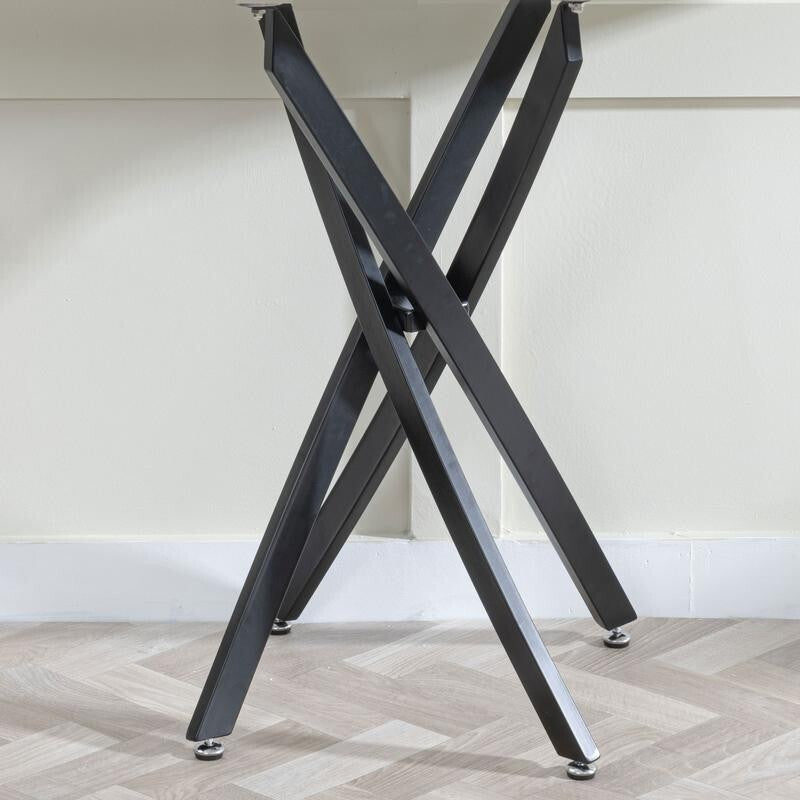 Modern White Glass Console Table with Black Metal Legs – Hallway Accent 120cm