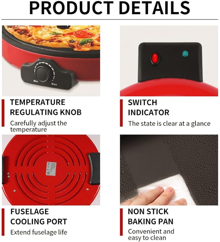 Electric Double-Sided Pizza Maker | Adjustable Temperature 1200W Non-Stick Grill