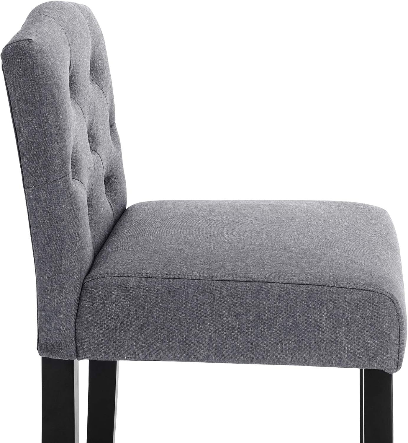 Dark Grey Bar Stool Set 2 – Linen Seat High Counter Kitchen Chairs