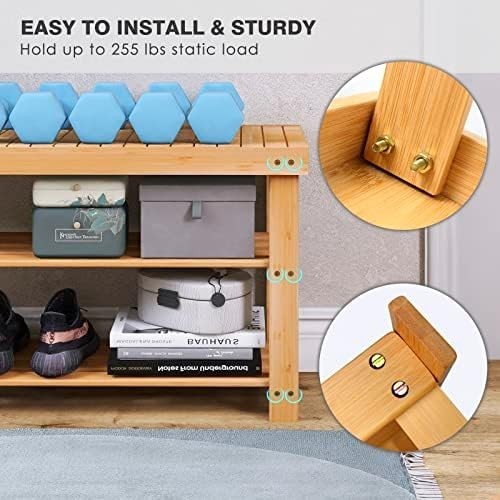 3-Tier Natural Bamboo Shoe Rack Bench with Storage Shelf & Modern Design