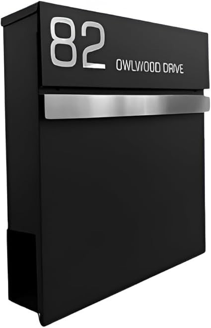 Lockable Wall Mounted Postbox Black Waterproof Mailbox Large Capacity Secure