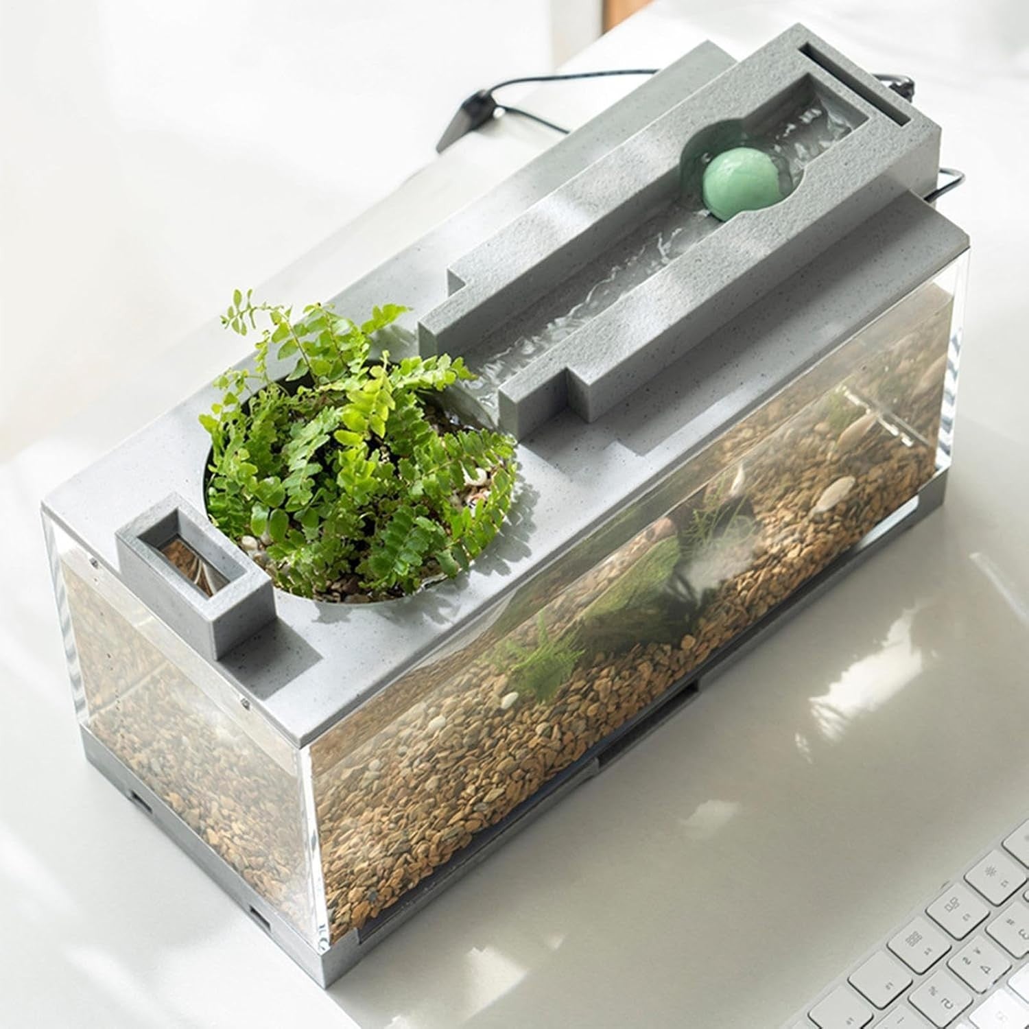 Nano Fish Tank 5L Desktop Aquarium w/ Filter LED Light USB Pump