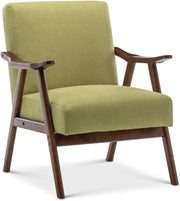 Lime Green Accent Armchair Retro Wooden Lounge Chair