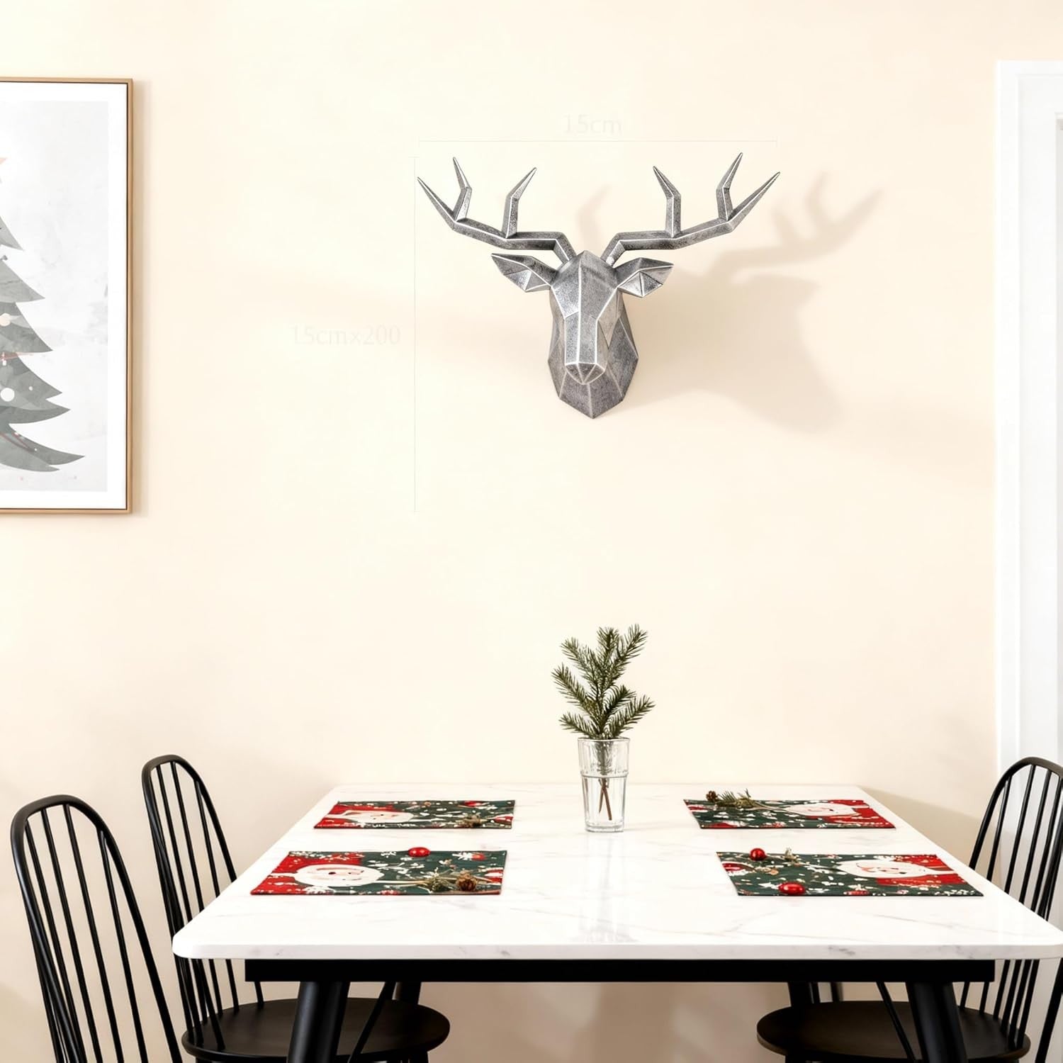 Silver Deer Head Wall Art Faux Resin Stag