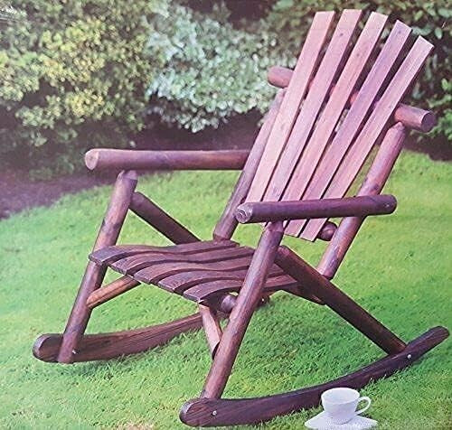 Ergonomic Wooden Rocking Chair Outdoor Indoor Patio Garden Armchair Seat