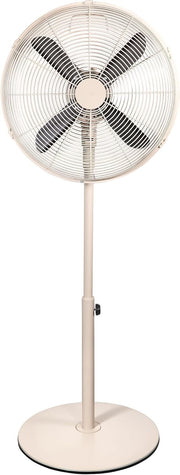 16" Greige Metal Pedestal Fan – 3-Speed Adjustable Height Oscillating Floor Fan