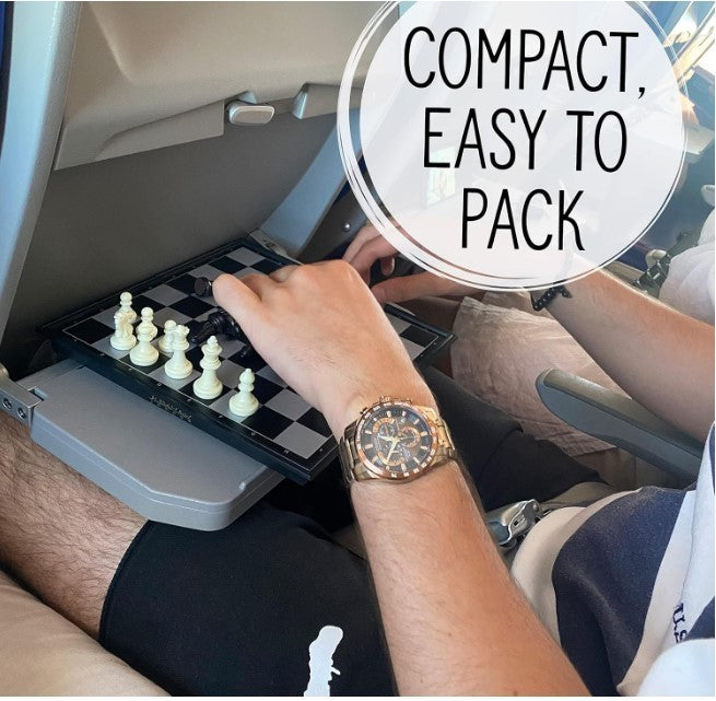 Magnetic Travel Chess Set | Folding Board with Storage | Portable Classic Chess