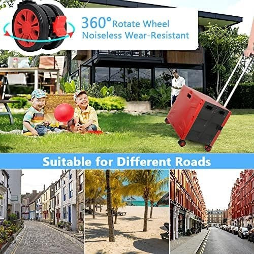 Foldable Grocery Shopping Trolley Cart Box 50Kg with Lid Portable Red