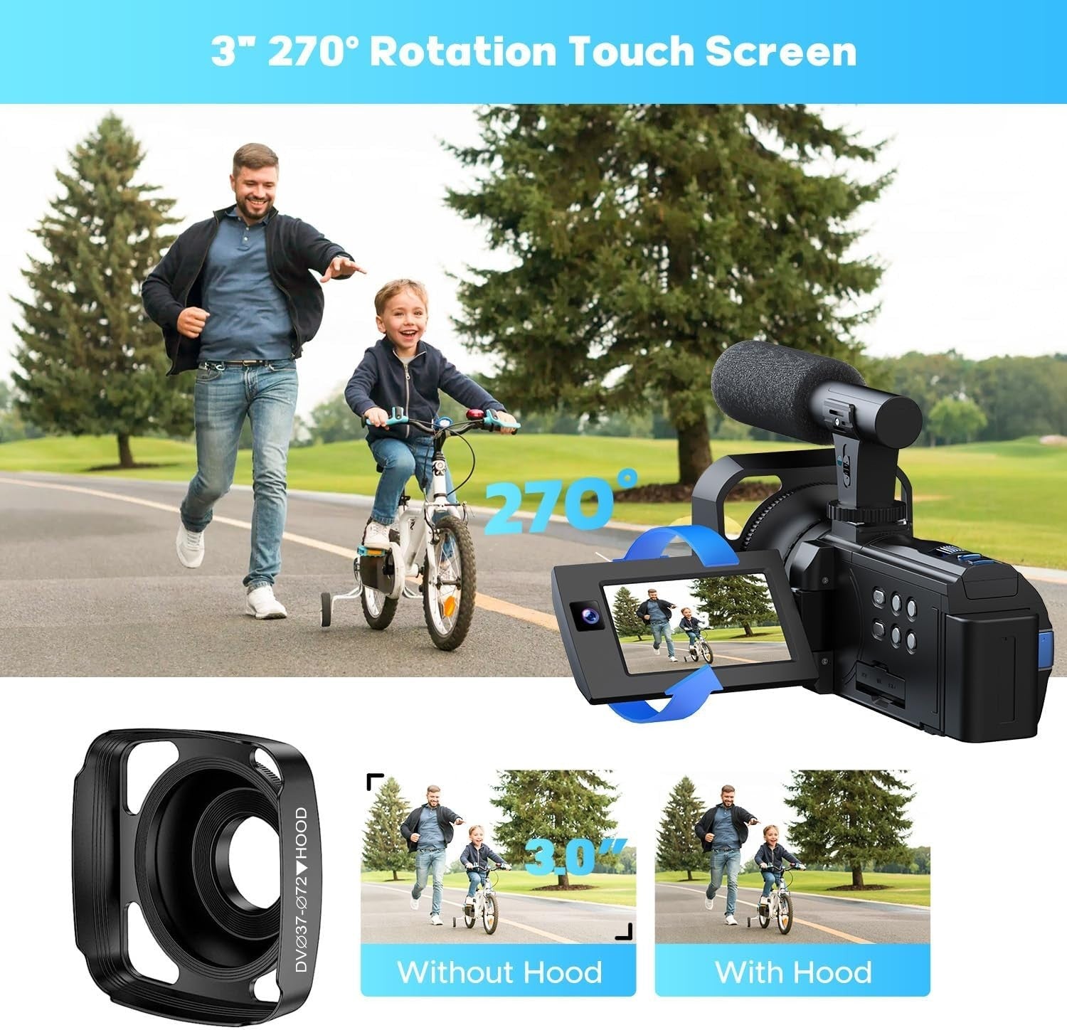 5K Camcorder Video Camera WiFi Night Vision Vlogging Kit 56MP
