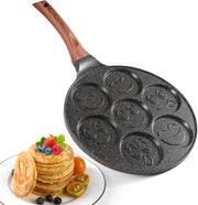 Non-Stick Smiley Pancake Pan 7-Cup Die-Cast Aluminium Breakfast Fun