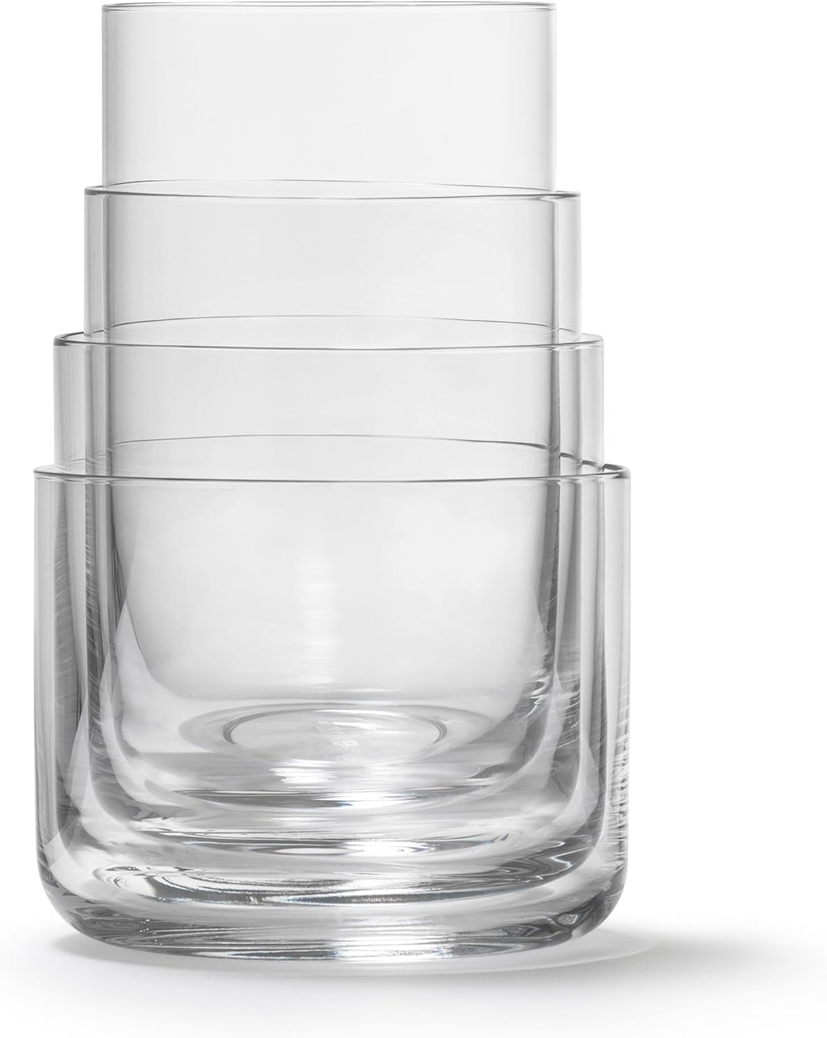 Set of 4 Crystal Nesting Glasses 290ml | Modern Stackable Drinking Tumblers